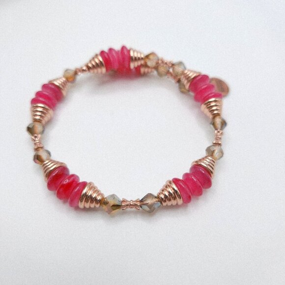 Alex and Ani Haven Wrap Coral Pink Rose Gold Tone Beaded Expendable Bracelet - Picture 3 of 3
